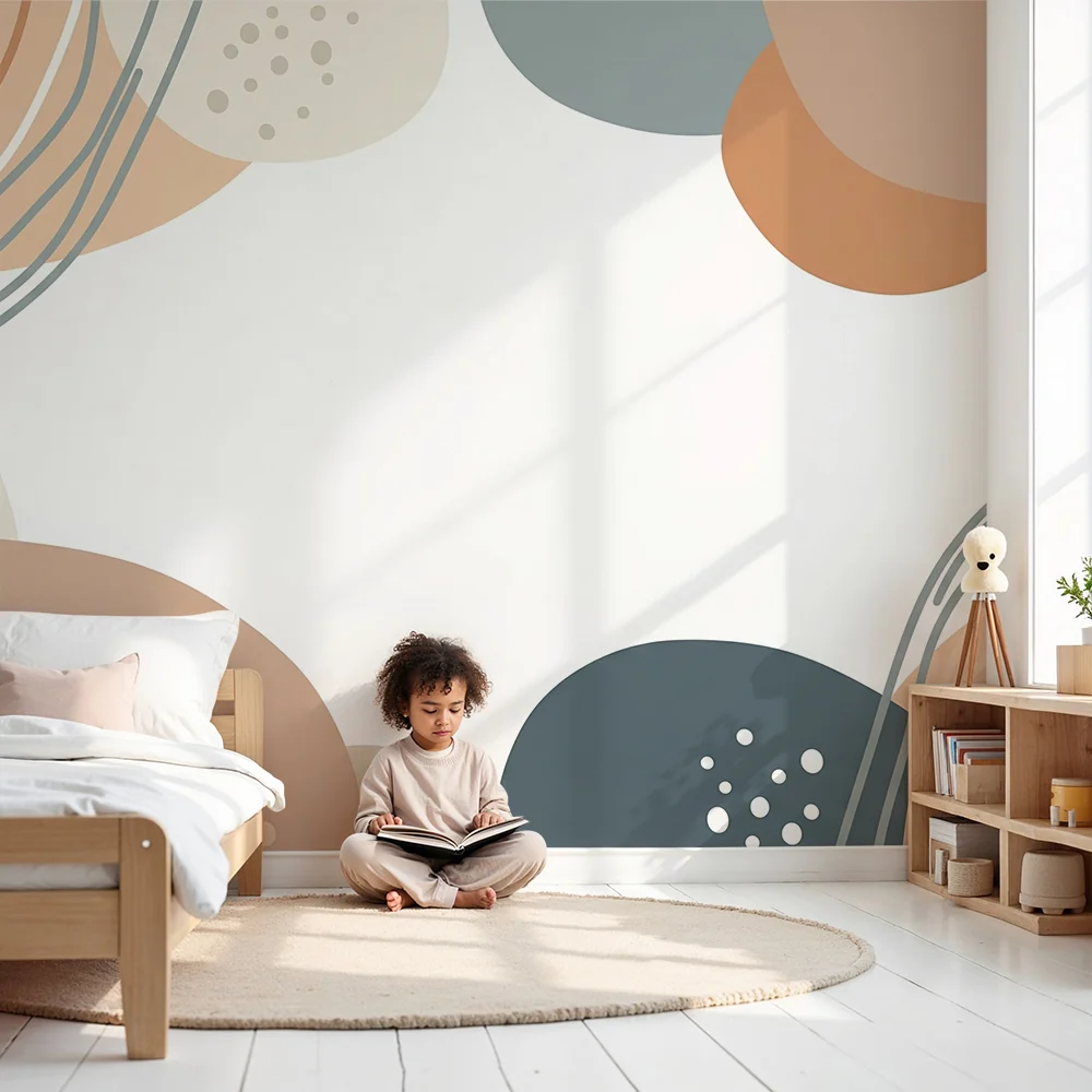 Nursery room wallpaper | Absztrakt formák és lágy színek nyugtató világért