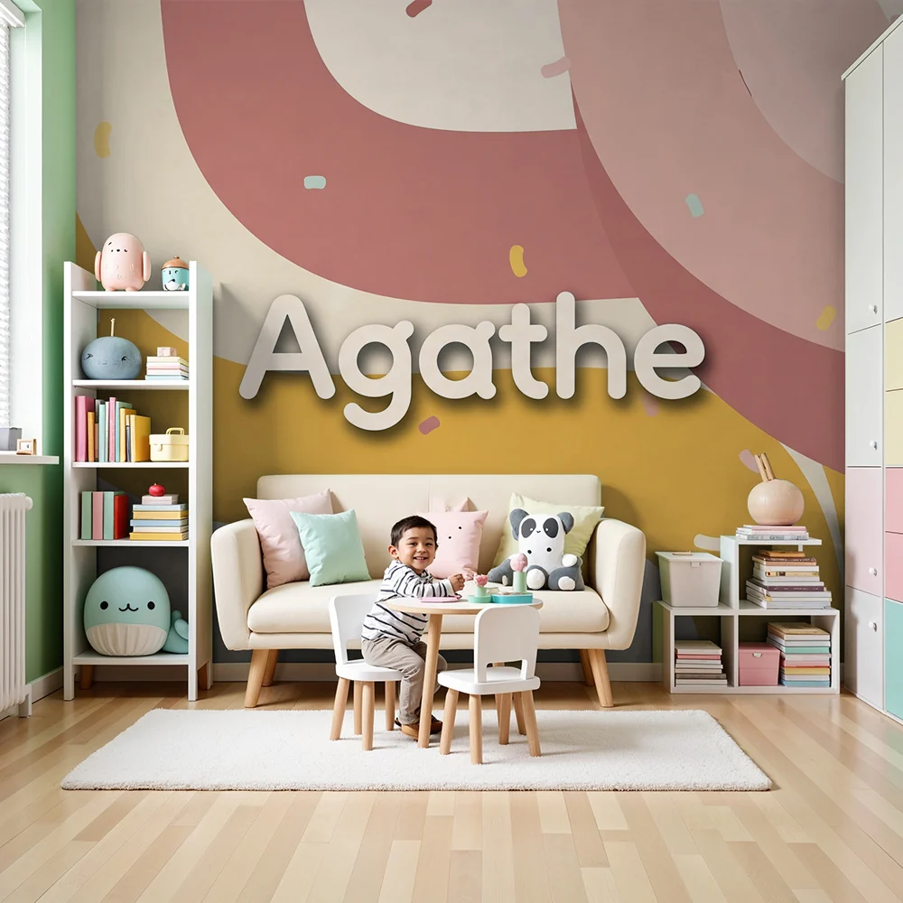 Nursery room wallpaper | Absztrakt minták puha és játékos színekben
