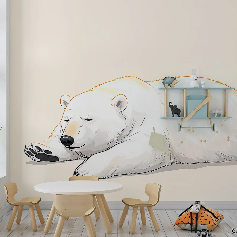 Nursery room wallpaper | Alszó jegesmedve puha háttérrel