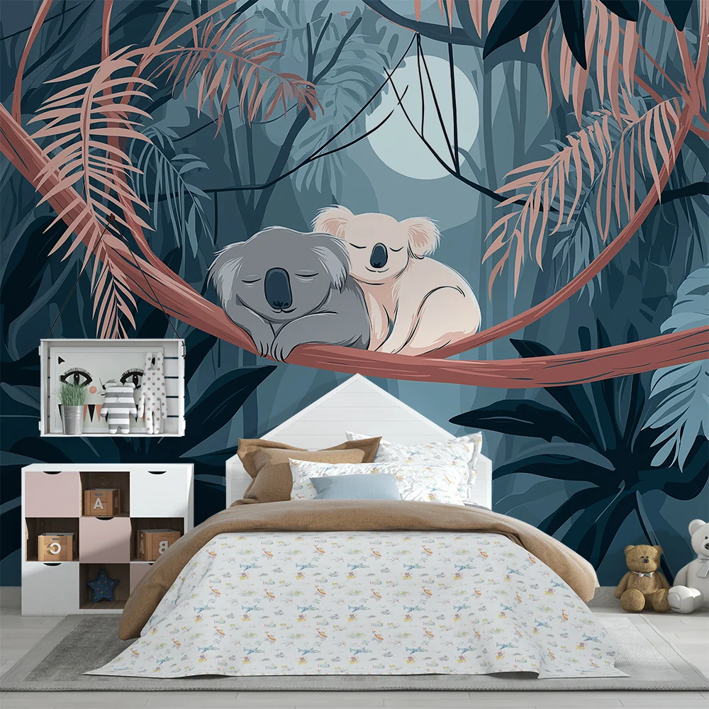 Nursery room wallpaper | Két alvó koala egy nyugtató dzsungelben