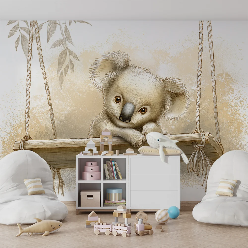 Nursery room wallpaper | Aranyos koala hintán puha dekorban
