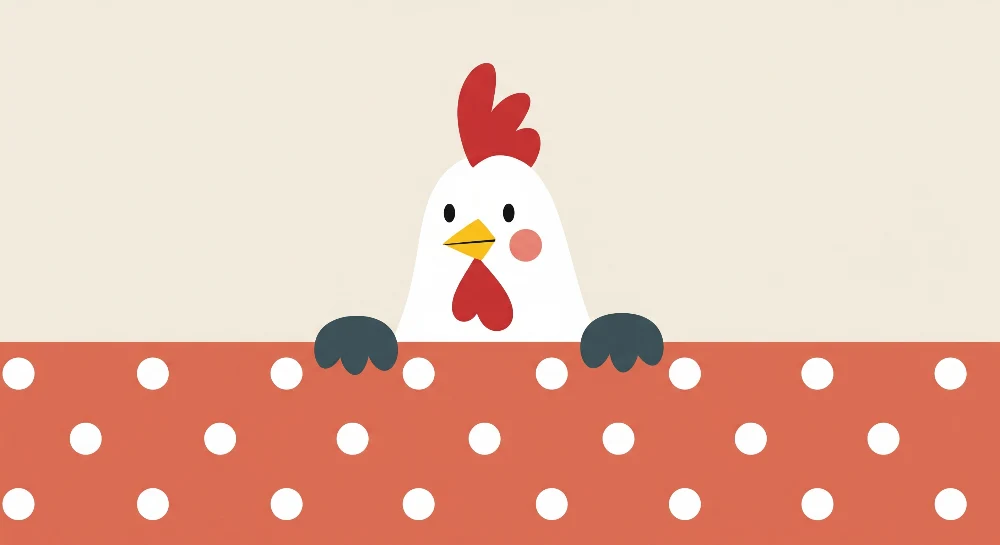 Nursery room wallpaper | Aranyos színes tyúk pöttyös háttéren
