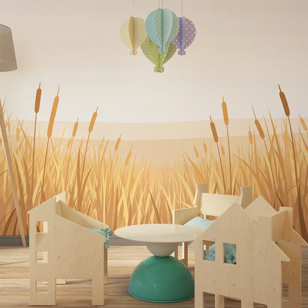 Nursery room wallpaper | Aranyrozsás mező nyugtató ég alatt