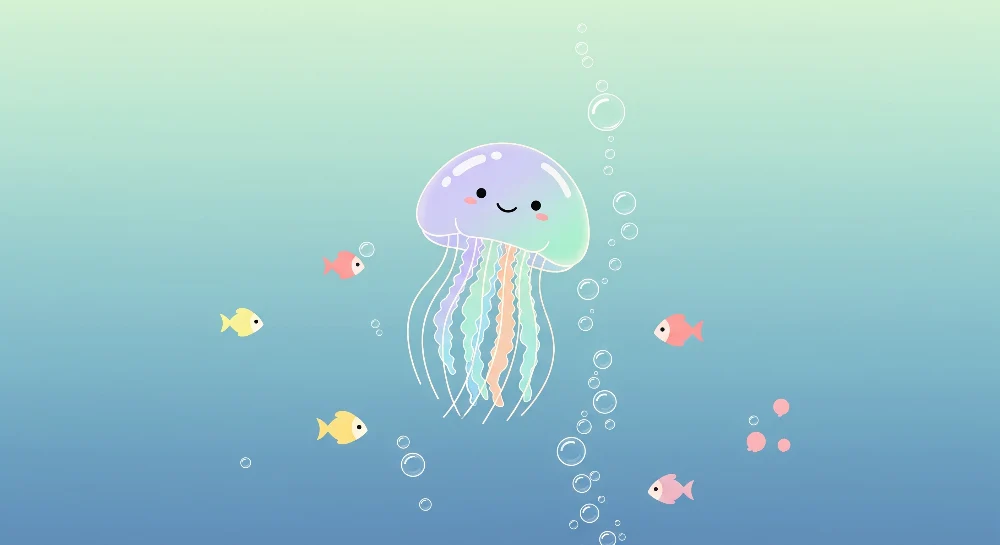 Nursery room wallpaper | Bold jellyfish and colorful fish soothing ocean