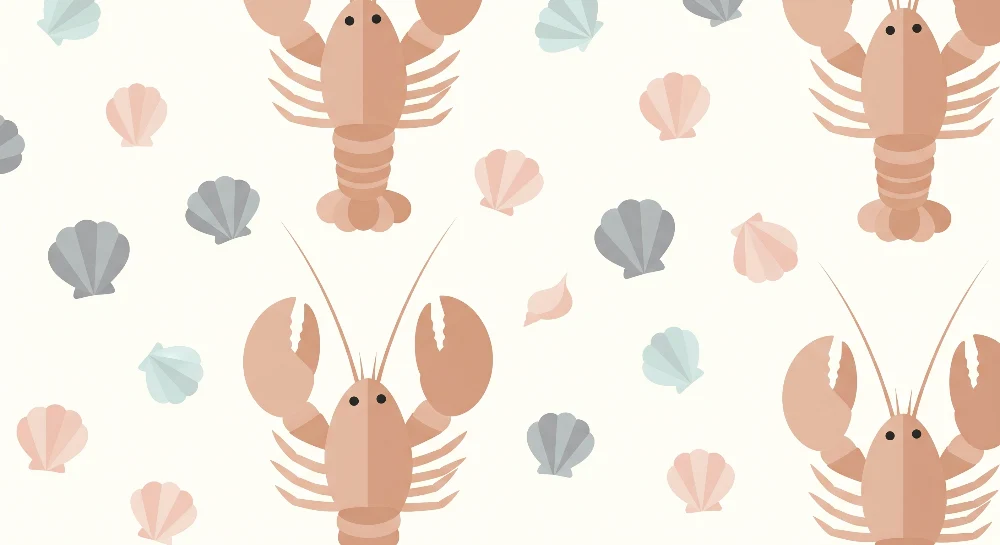 Nursery room wallpaper | Colorful crabs and shells marine atmosphere
