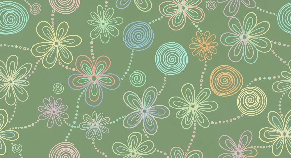Nursery room wallpaper | Colorful flowers and swirls