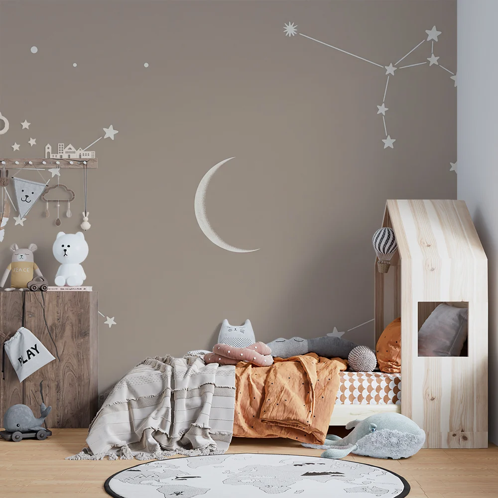 Nursery room wallpaper | Csillagok és csillagképek egy lágy égbolton