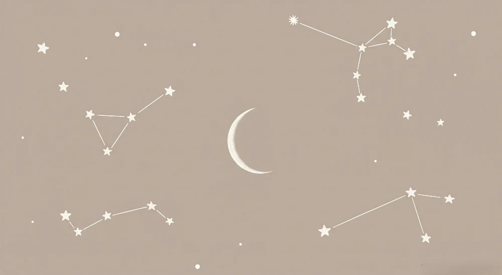 Nursery room wallpaper | Csillagok és csillagképek egy lágy égbolton