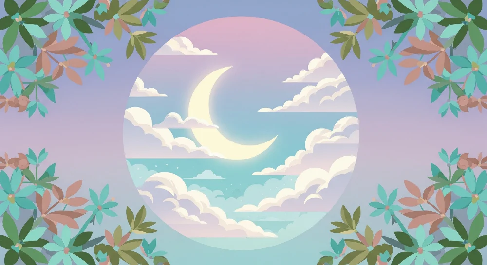 Nursery room wallpaper | Csillagos ég hold és puha felhőkkel