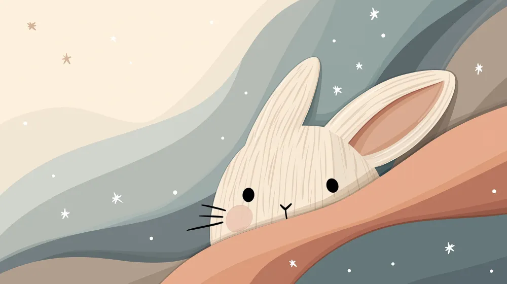 Nursery room wallpaper | Cute bunny and soft waves