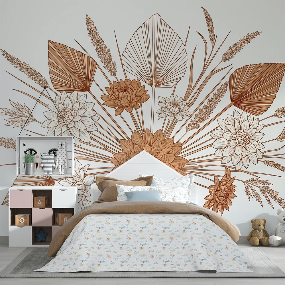 Nursery room wallpaper | Delicate flowers and foliage soft shades