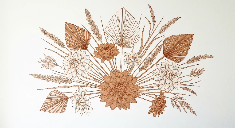 Nursery room wallpaper | Delicate flowers and foliage soft shades