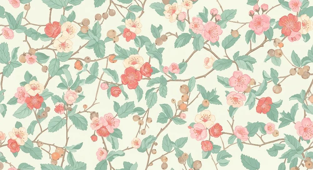 Nursery room wallpaper | Delicate flowers and pastel foliage