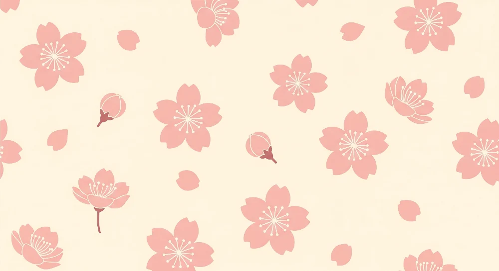 Nursery room wallpaper | Delicate flowers and pink petals on cream background
