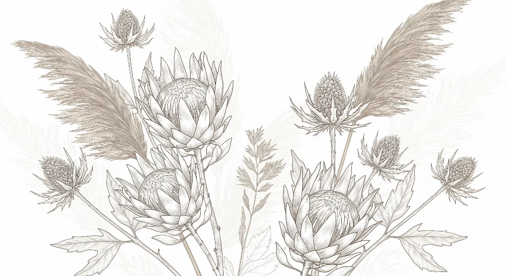 Nursery room wallpaper | Delicate flowers and soft foliage beige shades