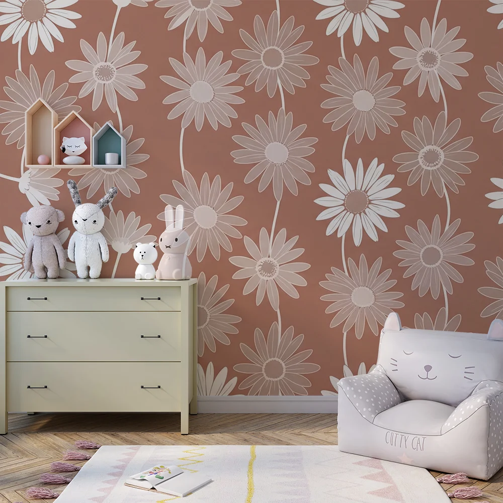 Nursery room wallpaper | Delicate flowers on soft background