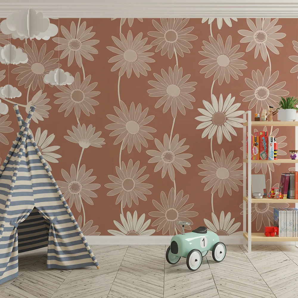 Nursery room wallpaper | Delicate flowers on soft background