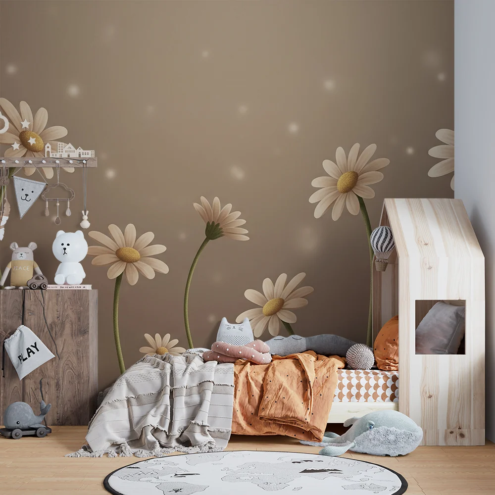 Nursery room wallpaper | Delicate flowers on soft background