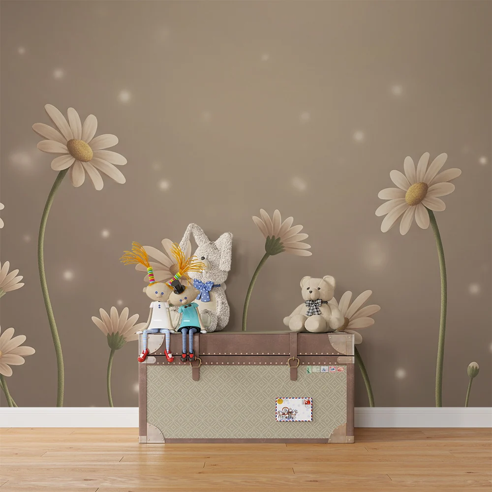 Nursery room wallpaper | Delicate flowers on soft background