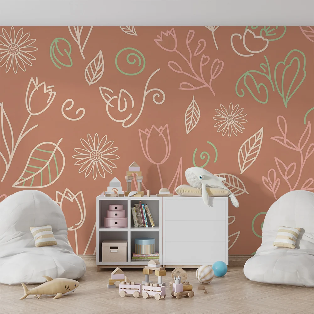 Nursery room wallpaper | Delicate flowers and soft patterns