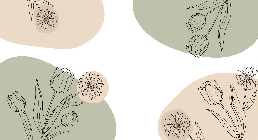 Nursery room wallpaper | Delicate flowers and soft shapes between beige and sage green