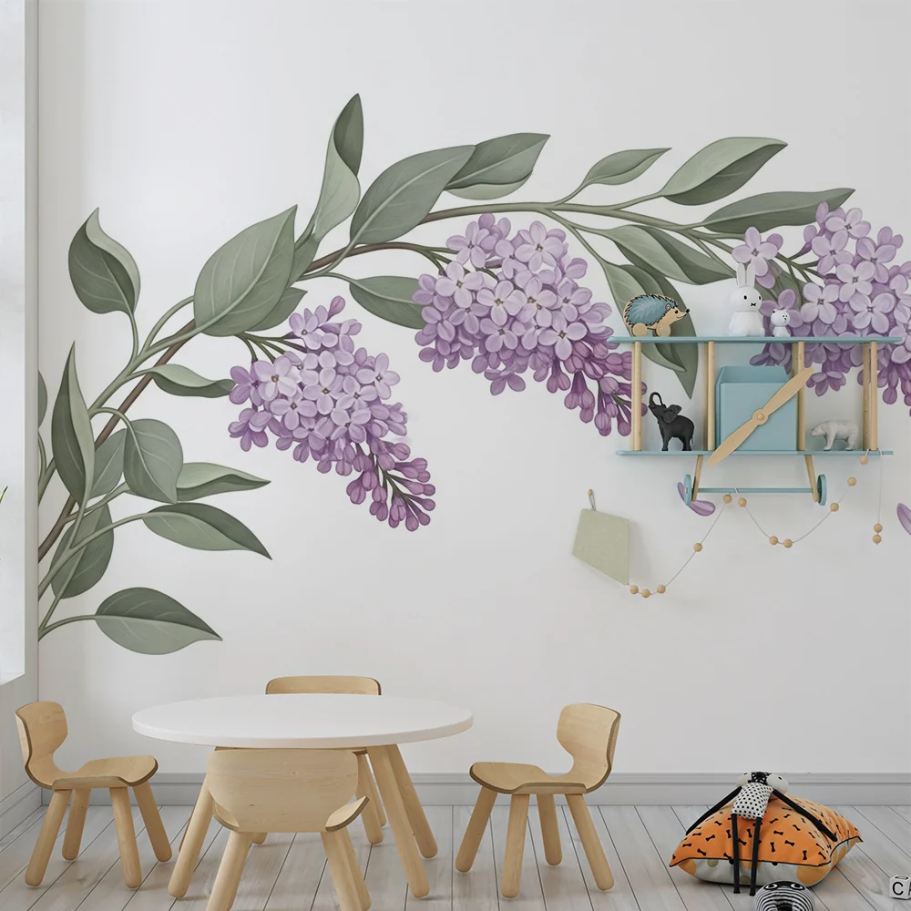Nursery room wallpaper | Delicate lilac sprigs