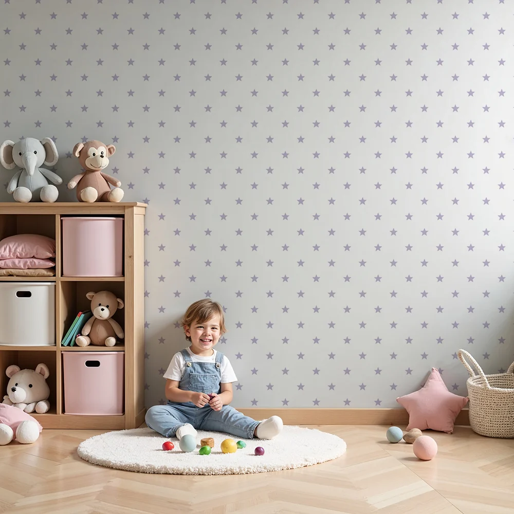 Nursery room wallpaper | Delicate stars on white background
