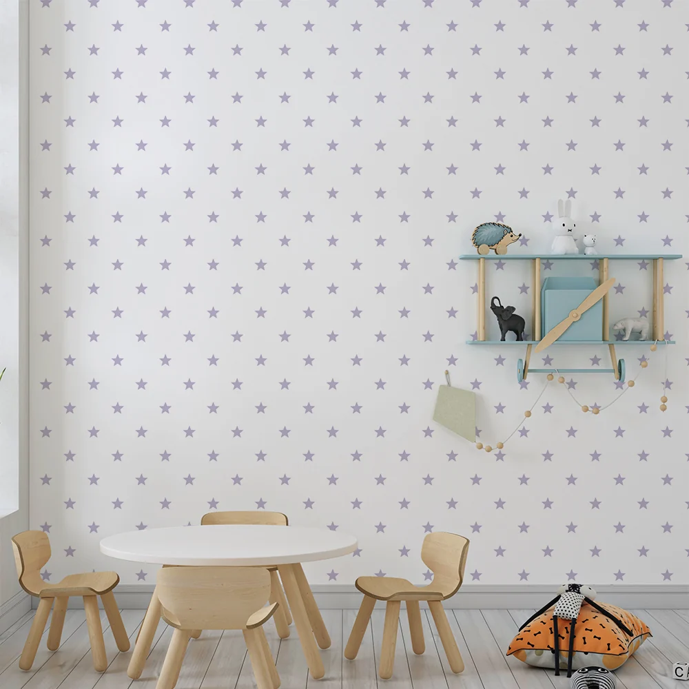 Nursery room wallpaper | Delicate stars on white background