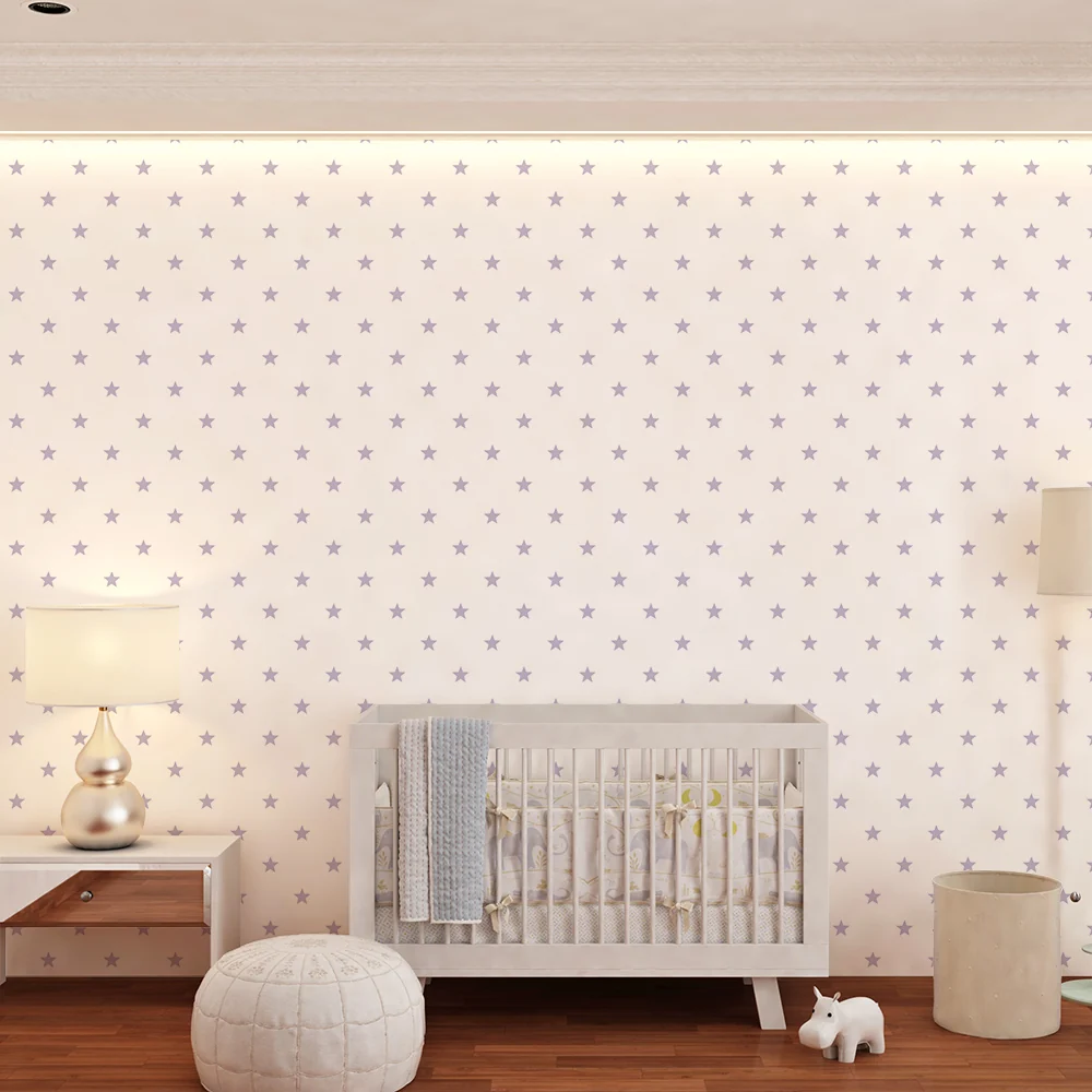 Nursery room wallpaper | Delicate stars on white background