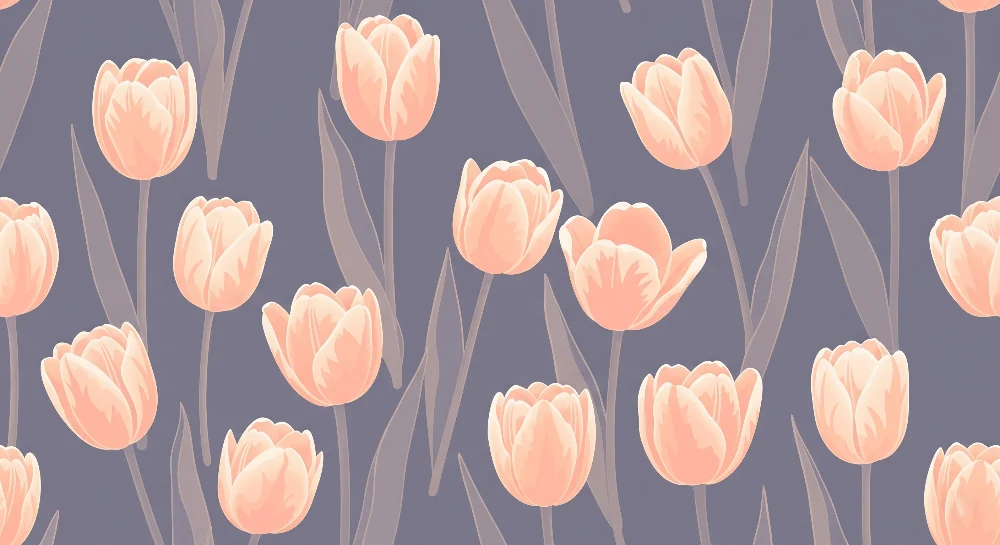 Nursery room wallpaper | Delicate tulips on gray background