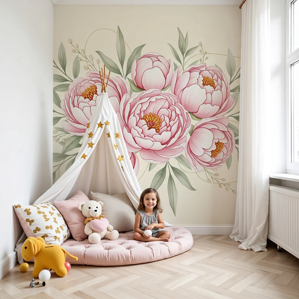 Nursery room wallpaper | Delikát pünkösdi csokor