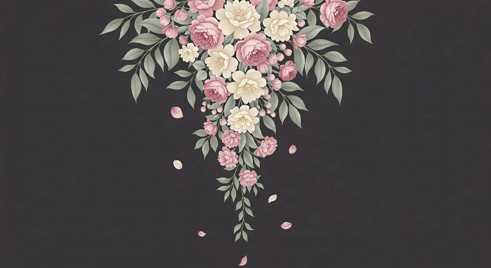 Nursery room wallpaper | Delikát virágcsokrok sötét háttéren