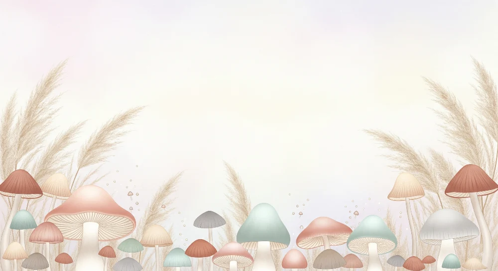 Nursery room wallpaper | Édes gombák és finom fűszernövények pasztell árnyalatokban
