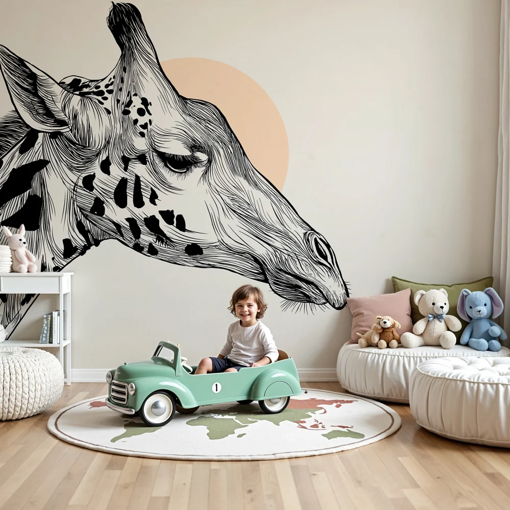 Nursery room wallpaper | Elegáns zsiráffej