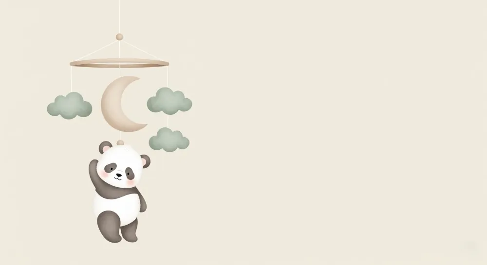 Nursery room wallpaper | Függő panda és puha felhők