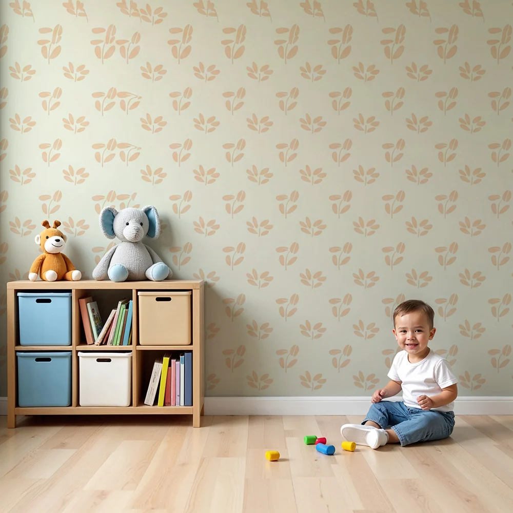 Nursery room wallpaper | Floral patterns on cream background
