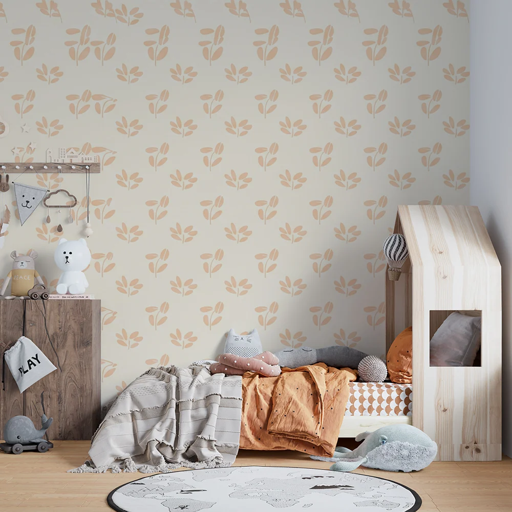 Nursery room wallpaper | Floral patterns on cream background