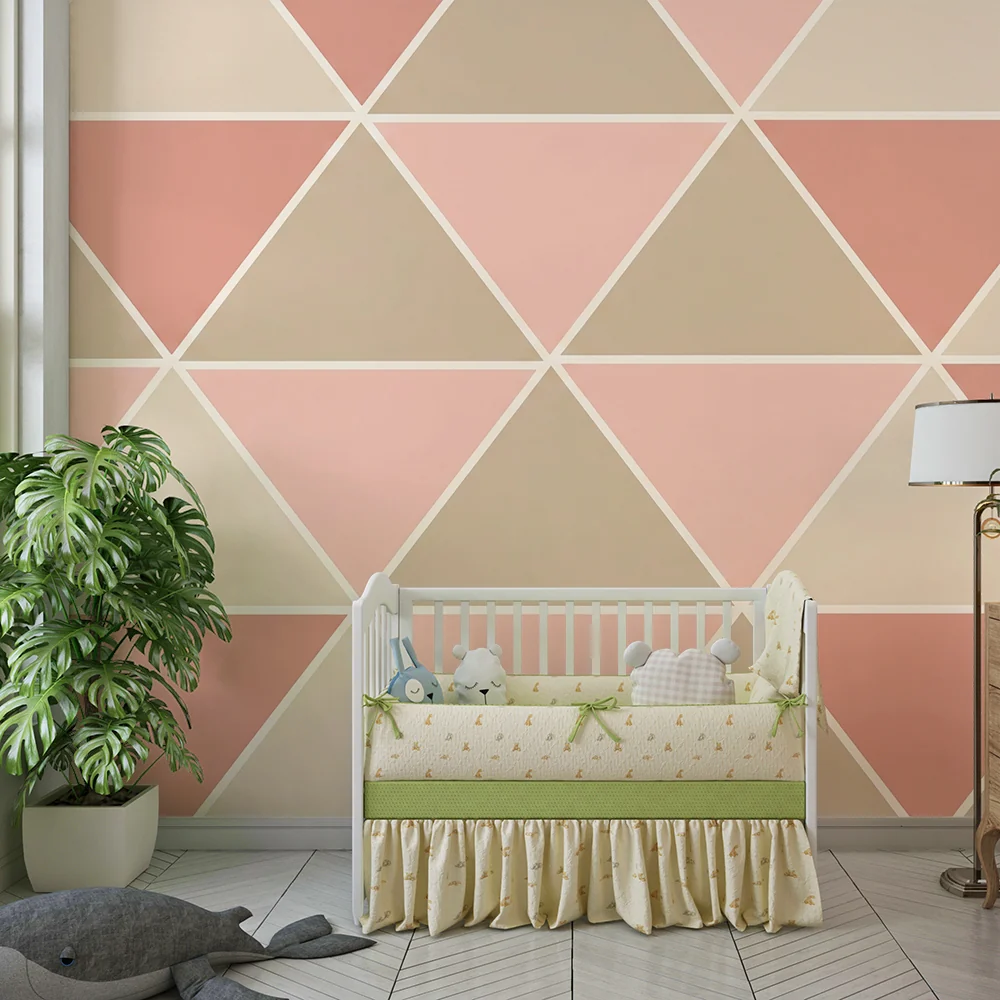 Nursery room wallpaper | Geometriai minták lágy és pasztell háromszögekkel