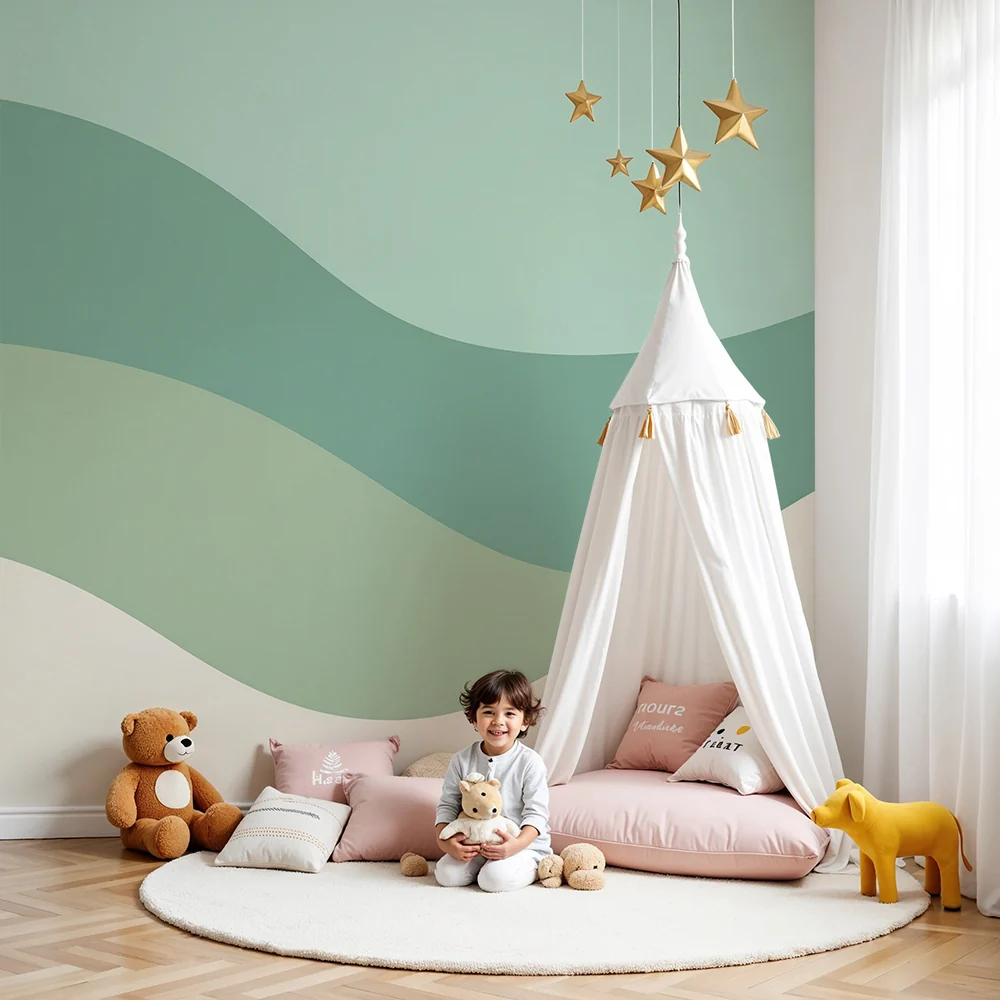 Nursery room wallpaper | Gyengéd hullámok pasztell színekben nyugtató hangulathoz