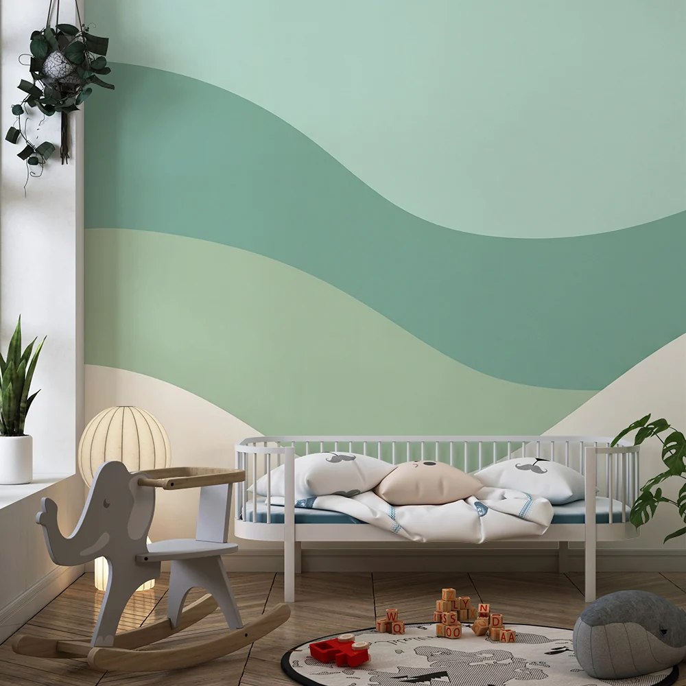 Nursery room wallpaper | Gyengéd hullámok pasztell színekben nyugtató hangulathoz
