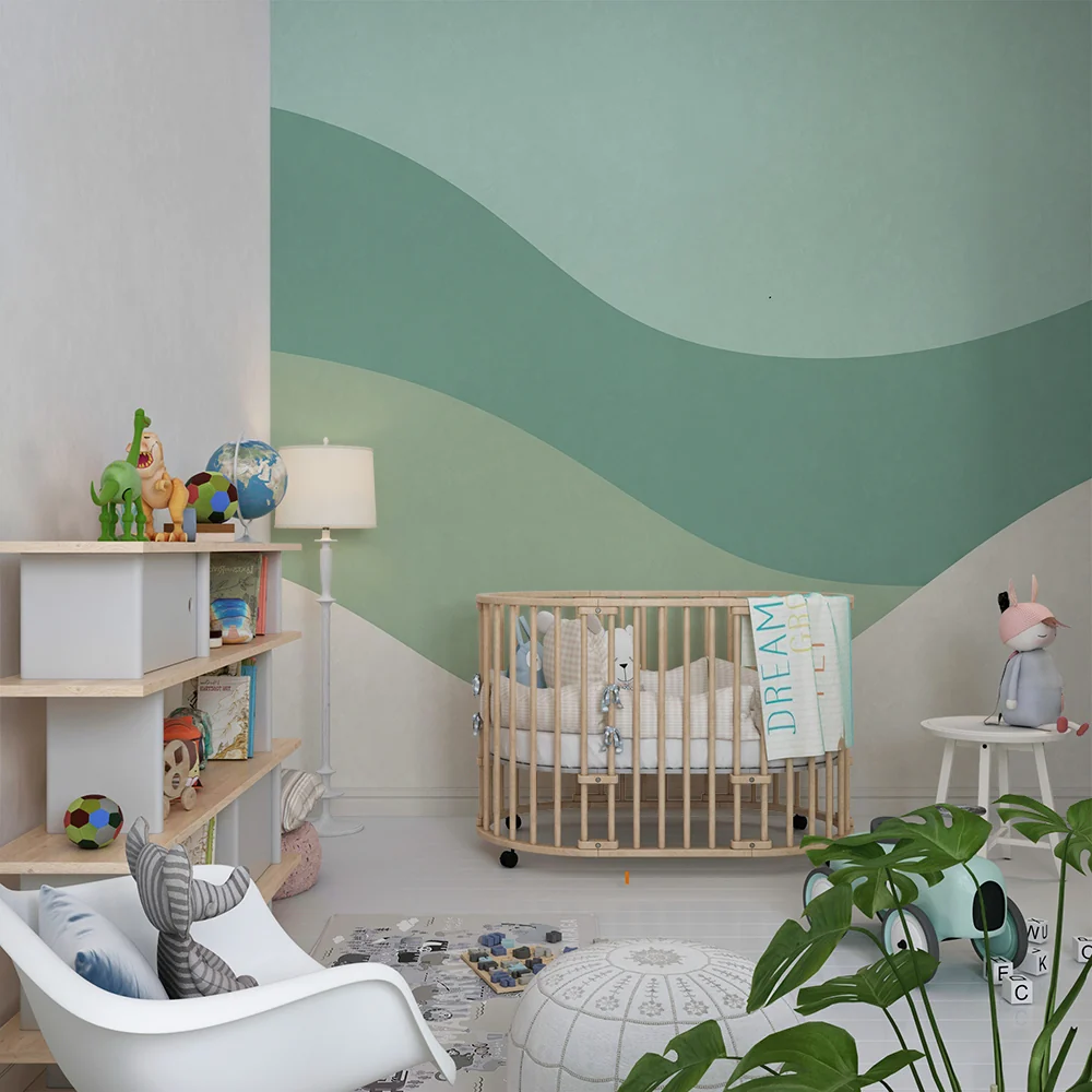 Nursery room wallpaper | Gyengéd hullámok pasztell színekben nyugtató hangulathoz