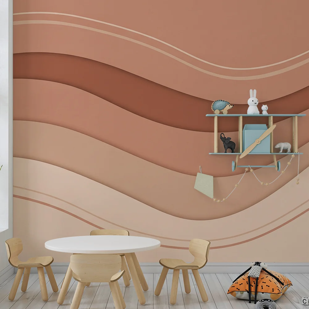 Nursery room wallpaper | Gyengéd hullámok terrakotta árnyalatokban