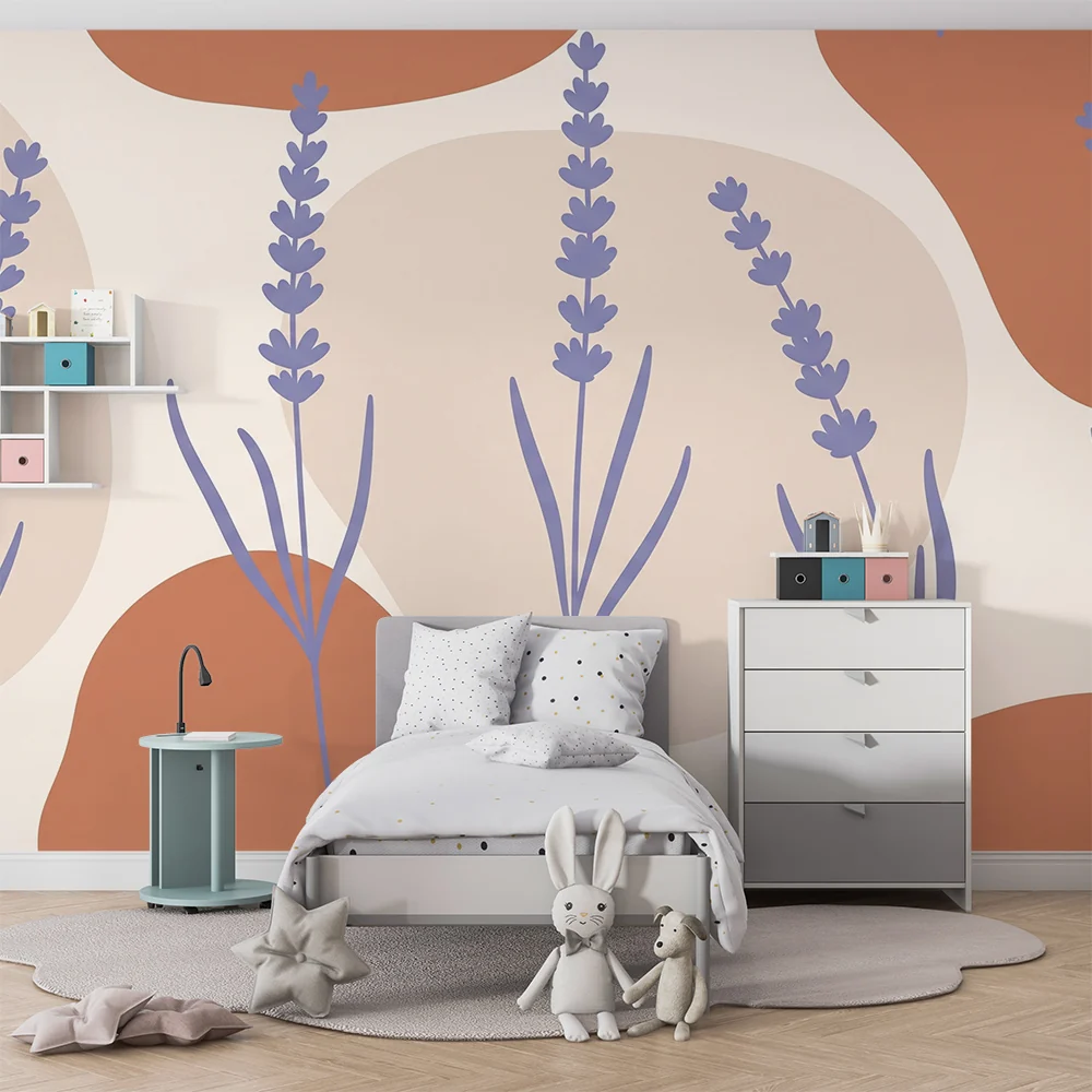 Nursery room wallpaper | Gyengéd levendula és nyugtató árnyalatú organikus formák