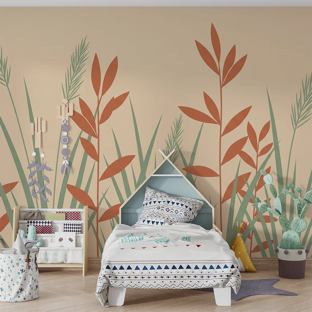 Nursery room wallpaper | Gyengéd fű és lombozat