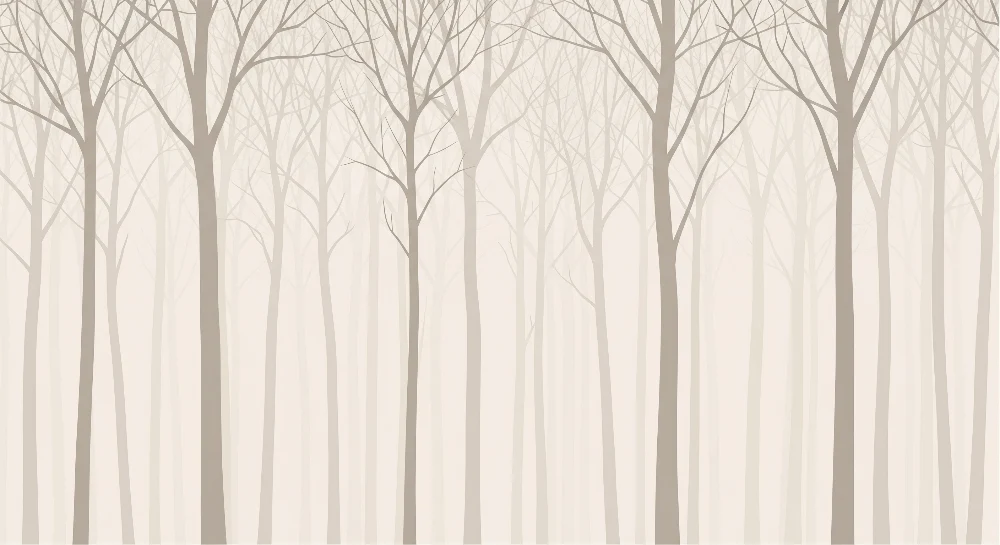 Nursery room wallpaper | Gyengéd és nyugtató erdő finom fákkal