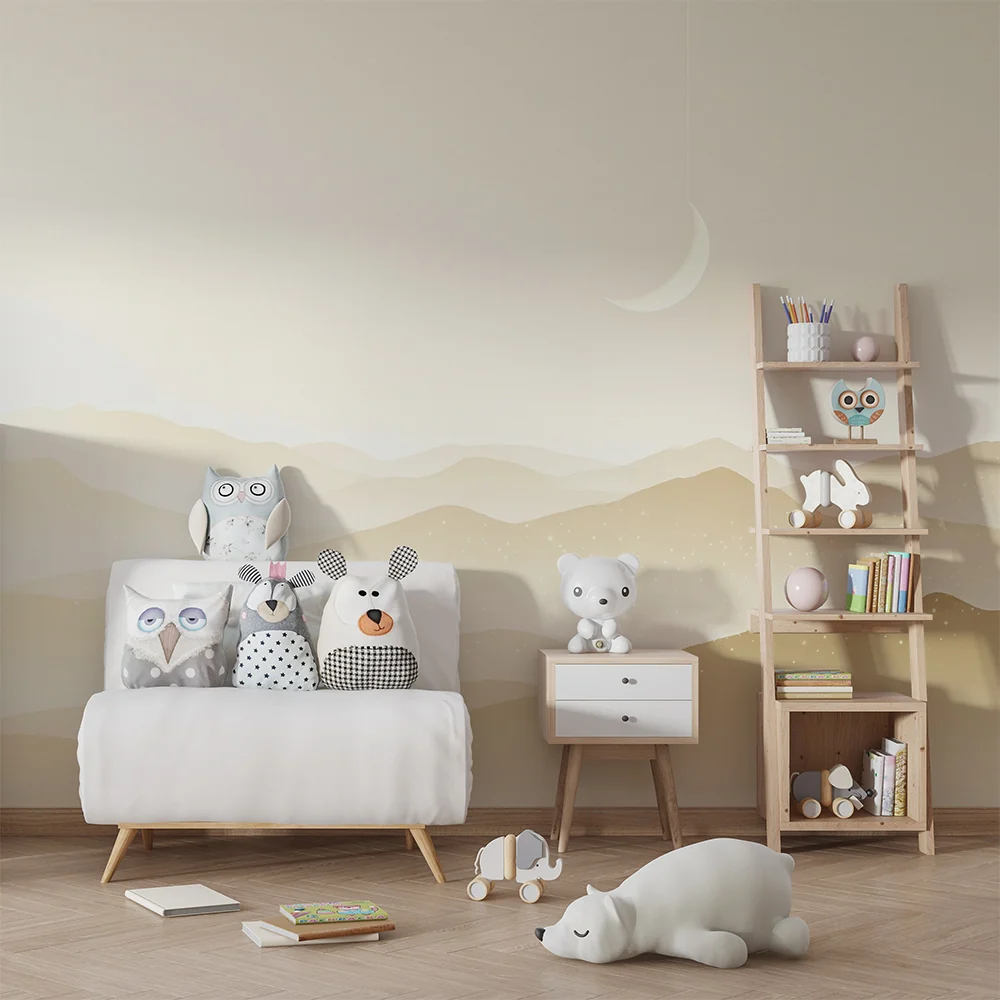 Nursery room wallpaper | Gyengéd és nyugtató táj holdfény mellett