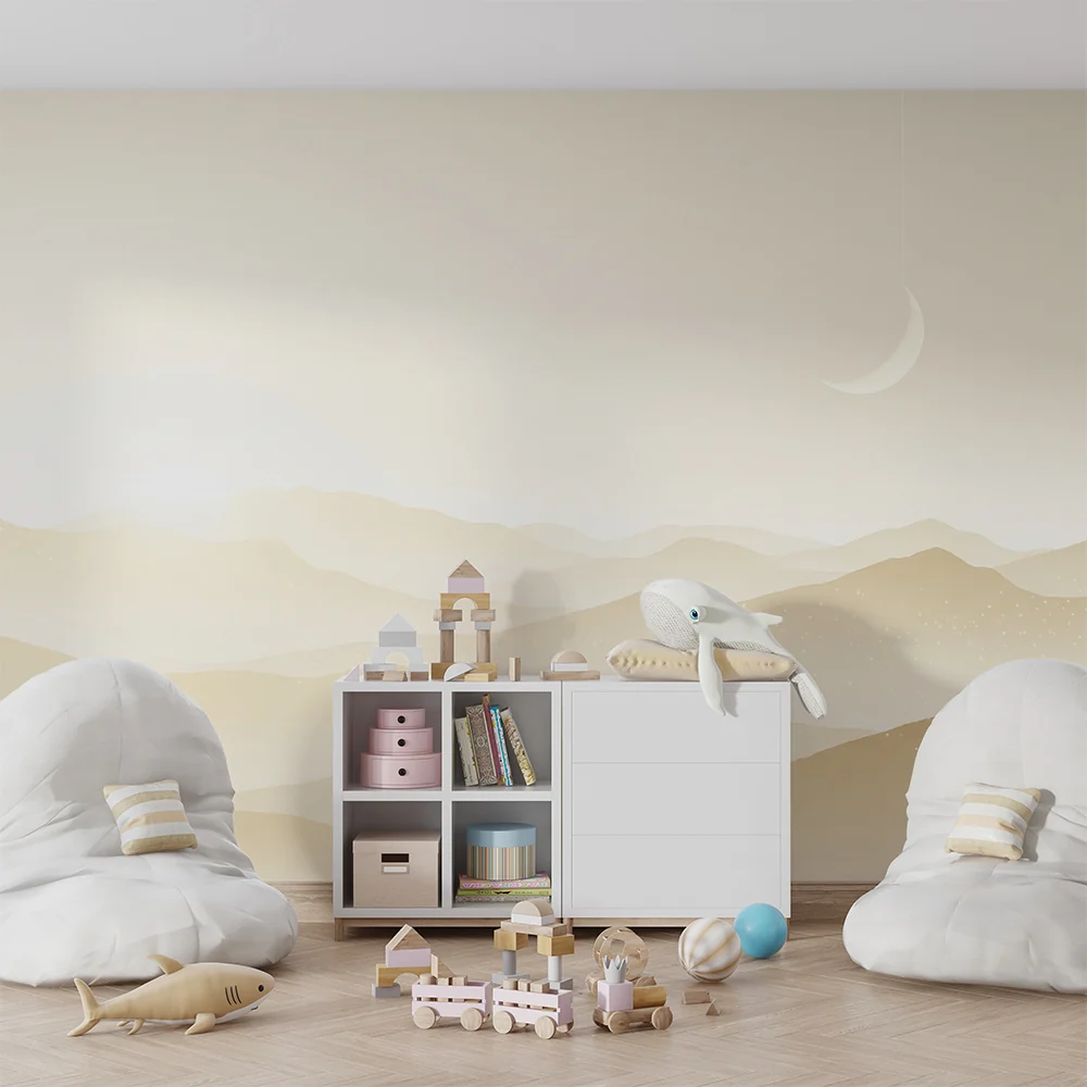 Nursery room wallpaper | Gyengéd és nyugtató táj holdfény mellett