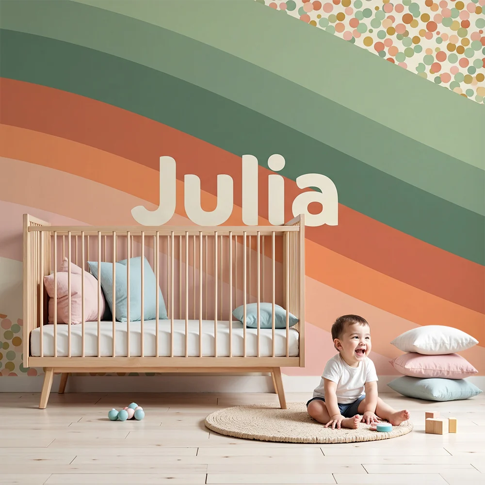 Nursery room wallpaper | Gyengéd pasztell hullámok és színes minták