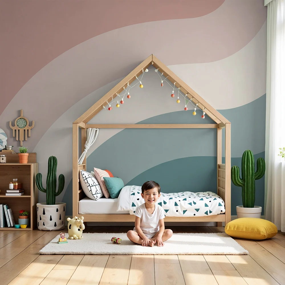 Nursery room wallpaper | Gyengéd pasztell hullámok harmonikus árnyalatokban