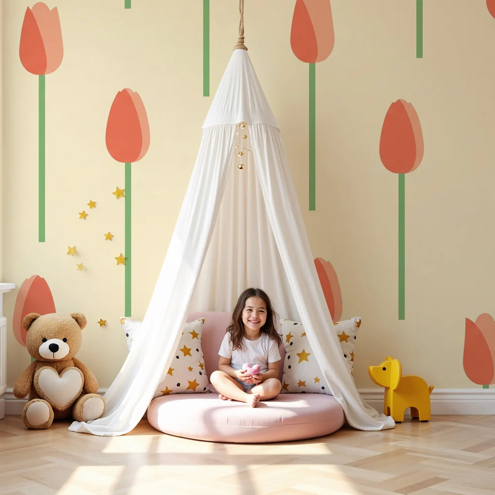 Nursery room wallpaper | Gyengéd és pasztell tulipánok